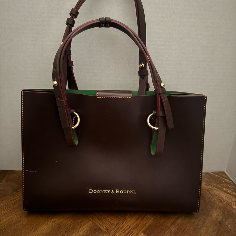 Dooney & Bourke Dark Brown Tote with Gold Accents